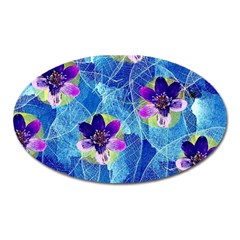 Purple Flowers Oval Magnet