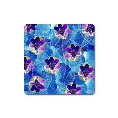 Purple Flowers Square Magnet