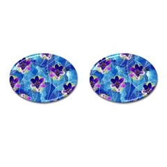 Purple Flowers Cufflinks (Oval)