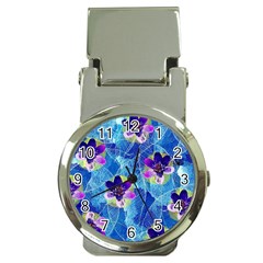 Purple Flowers Money Clip Watches