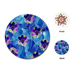 Purple Flowers Playing Cards (Round) 