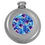 Purple Flowers Round Hip Flask (5 oz) Front