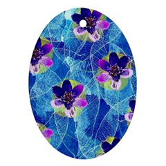 Purple Flowers Oval Ornament (Two Sides)