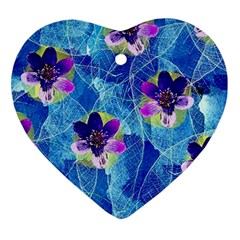 Purple Flowers Heart Ornament (2 Sides)