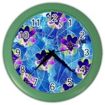 Purple Flowers Color Wall Clocks Front