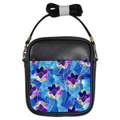 Purple Flowers Girls Sling Bags