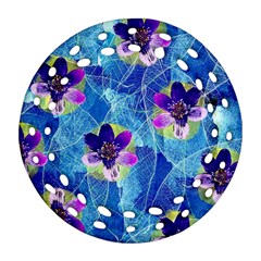 Purple Flowers Ornament (Round Filigree) 