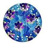 Purple Flowers Ornament (Round Filigree)  Front