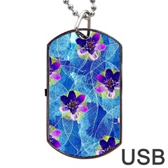 Purple Flowers Dog Tag USB Flash (Two Sides) 