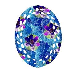 Purple Flowers Oval Filigree Ornament (2-Side) 