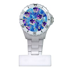 Purple Flowers Plastic Nurses Watch