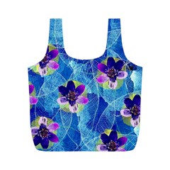 Purple Flowers Full Print Recycle Bags (M) 