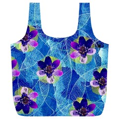 Purple Flowers Full Print Recycle Bags (L) 