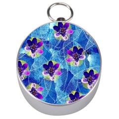 Purple Flowers Silver Compasses