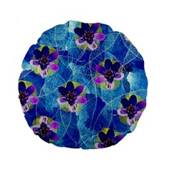 Purple Flowers Standard 15  Premium Flano Round Cushions