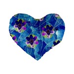 Purple Flowers Standard 16  Premium Flano Heart Shape Cushions Front