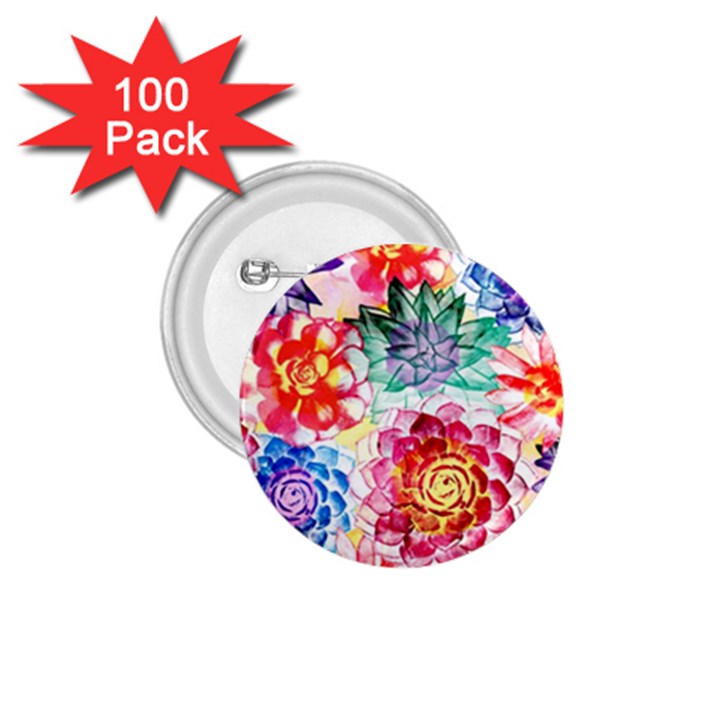 Colorful Succulents 1.75  Buttons (100 pack) 