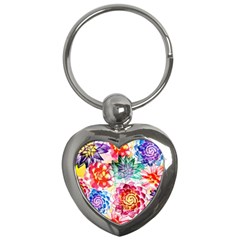 Colorful Succulents Key Chains (heart)  by DanaeStudio