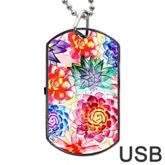 Colorful Succulents Dog Tag Usb Flash (two Sides) 