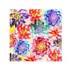 Colorful Succulents Small Satin Scarf (square)  by DanaeStudio