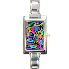 Abstract Sketch Art Squiggly Loops Multicolored Rectangle Italian Charm Watch