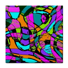 Abstract Sketch Art Squiggly Loops Multicolored Tile Coasters by EDDArt