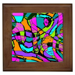 Abstract Sketch Art Squiggly Loops Multicolored Framed Tiles by EDDArt