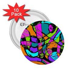 Abstract Sketch Art Squiggly Loops Multicolored 2 25  Buttons (10 Pack) 