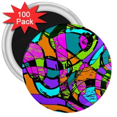 Abstract Sketch Art Squiggly Loops Multicolored 3  Magnets (100 Pack)