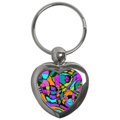 Abstract Sketch Art Squiggly Loops Multicolored Key Chains (heart)  by EDDArt