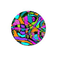 Abstract Sketch Art Squiggly Loops Multicolored Magnet 3  (round)