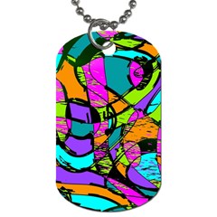 Abstract Sketch Art Squiggly Loops Multicolored Dog Tag (one Side) by EDDArt