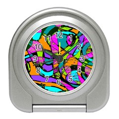 Abstract Sketch Art Squiggly Loops Multicolored Travel Alarm Clocks by EDDArt