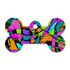 Abstract Sketch Art Squiggly Loops Multicolored Dog Tag Bone (one Side) by EDDArt