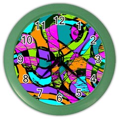 Abstract Sketch Art Squiggly Loops Multicolored Color Wall Clocks