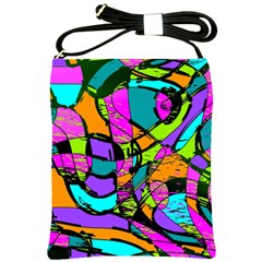 Abstract Sketch Art Squiggly Loops Multicolored Shoulder Sling Bags by EDDArt