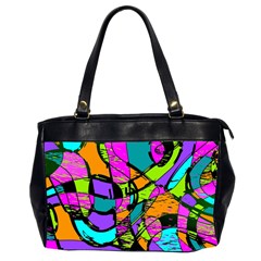 Abstract Sketch Art Squiggly Loops Multicolored Office Handbags (2 Sides)  by EDDArt