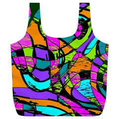 Abstract Sketch Art Squiggly Loops Multicolored Full Print Recycle Bags (l)  by EDDArt