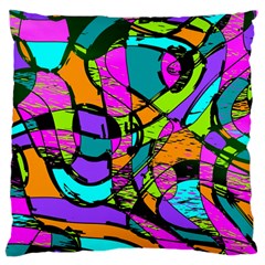 Abstract Sketch Art Squiggly Loops Multicolored Large Flano Cushion Case (one Side) by EDDArt