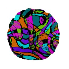 Abstract Sketch Art Squiggly Loops Multicolored Standard 15  Premium Flano Round Cushions by EDDArt