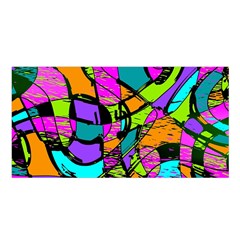 Abstract Sketch Art Squiggly Loops Multicolored Satin Shawl