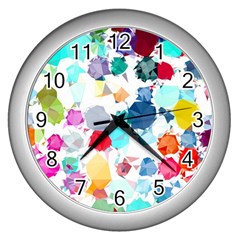 Colorful Diamonds Dream Wall Clocks (silver)  by DanaeStudio