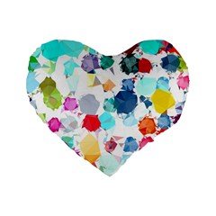 Colorful Diamonds Dream Standard 16  Premium Flano Heart Shape Cushions