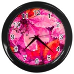 Geometric Magenta Garden Wall Clocks (Black) Front