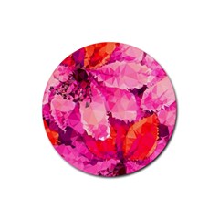 Geometric Magenta Garden Rubber Coaster (round)  by DanaeStudio