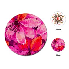 Geometric Magenta Garden Playing Cards (round)  by DanaeStudio