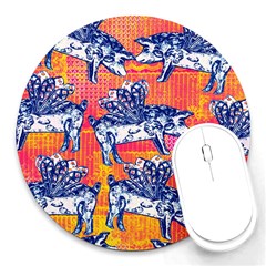 Little Flying Pigs Round Mousepads by DanaeStudio