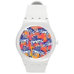 Little Flying Pigs Round Plastic Sport Watch (m) by DanaeStudio