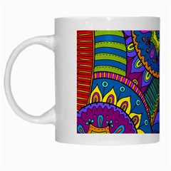 Pop Art Paisley Flowers Ornaments Multicolored White Mugs