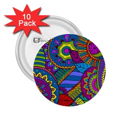 Pop Art Paisley Flowers Ornaments Multicolored 2.25  Buttons (10 pack) 